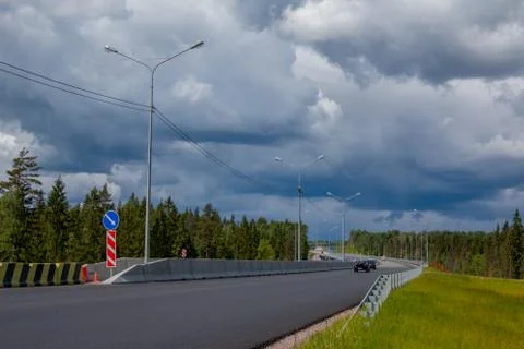 Gutter-drainage system of ditches of road transport infrastructure Stock Photos