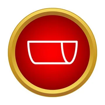 Gutter drainage system outline line icon in red circle Stock Illustration