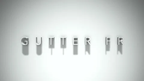 Gutter fr 3D title animation with shadows on a white background Stock Footage 297819841