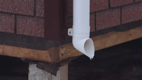 Gutter of a frame house, gutter system of a private house Stock Footage 234008777