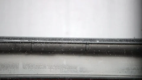 Gutter in heavy rain slow motion Stock Footage 130125624