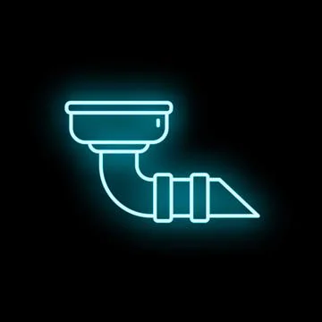 Gutter pipe drainage system neon glowing icon Stock Illustration