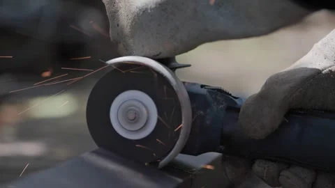 Gutter Series 05 - Cutting Metal Gutter Angle Grinder Sparks Видео 343245762