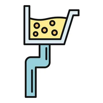 Gutter system collecting water and debris line icon Stock Illustration
