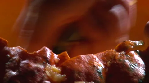 Gutting the insides out of a pumpkin, close up Stock Footage