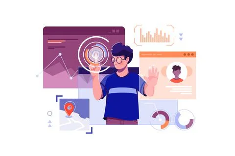 Guy access with personal identification Stock Illustration