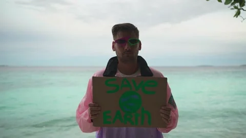 Guy activist at a demonstration f Stock Footage 146887477