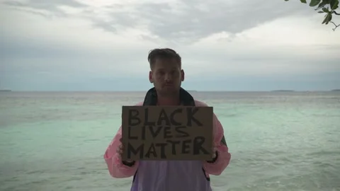 Guy activist at a demonstration Stock Footage 146887464