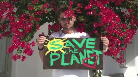 The guy is an activist in the fight to protect the planet from plastic Stock Footage 167016593
