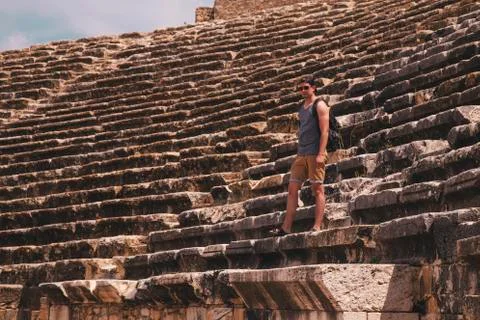 Guy in a amphitheater Stock Photos