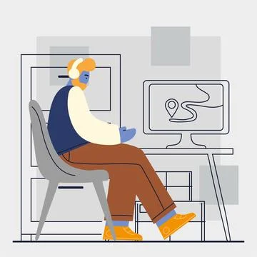 Guy and computer shopping Stock Illustration