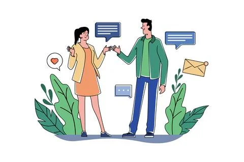 The Guy And The Girl Communicate Stock Illustration