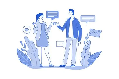 The Guy And The Girl Communicate Stock Illustration