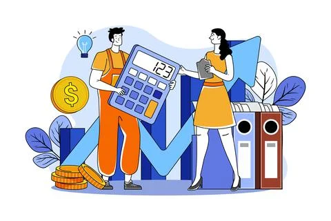 The guy and the girl keep statistics Stock Illustration