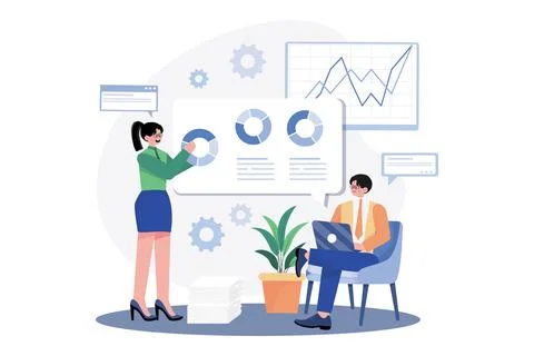 The Guy And The Girl Keep Statistics Stock Illustration