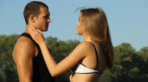 Guy and girl on the river Stock Footage 66752105