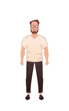 The guy of an athletic build stands in full growth. Isolated. Cartoon style. Stock Illustration