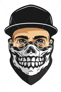 A guy in a bandana with a skull pattern. Stock Illustration