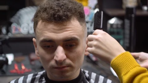 The guy from the barbershop Video stock 127701841