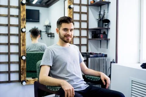 Guy at a barbershop Stock Photos