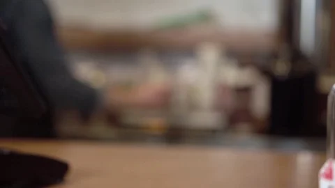 Guy barman serves a ready milkshake Stock Footage 85437738