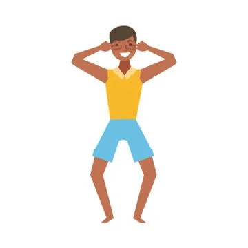 Guy In Beach Clothes Dancing, Part Of Funny Drunk People Having Fun At The Party Illustrazione stock