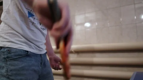 Guy beat off the punches in the ping pong Stock Footage 81829876