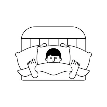 Guy in bed asleep isolated. Man sleeping. sleeper male. Vector illustration Stock Illustration