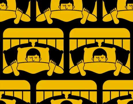 Guy in bed asleep pattern seamless. Man sleeping background. sleeper male orn Illustrazione stock