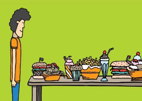 Guy in big feast Illustrazione stock