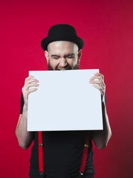 A guy bites a white leaf Stock Photos