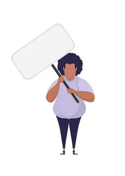 A guy with a blank poster in his hands. Protest poster. Vector illustration. Illustrazione stock