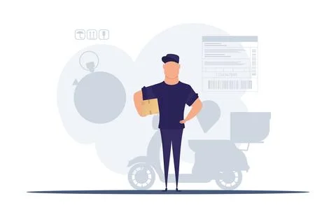 The guy with the box. Delivery concept. Good for presentations, websites and  Stock Illustration