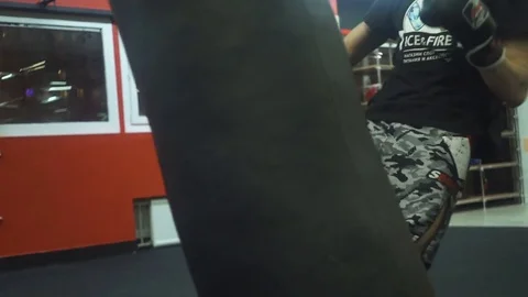 Guy Boxes In Gloves A Pear Stock Footage 74700838