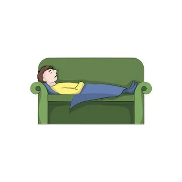 The guy, boy (man) is sleeping on the couch. Vector color illustration. Stock Illustration