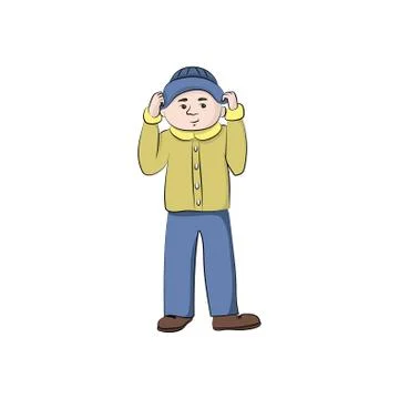 The guy, boy (man) in warm clothes. Vector color illustration. Illustrazione stock