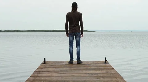 The guy on the bridge Stock Footage 55441360