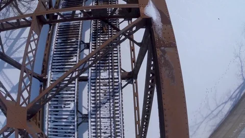 Guy On Bridge With Train Tracks  Stock Footage 88674277