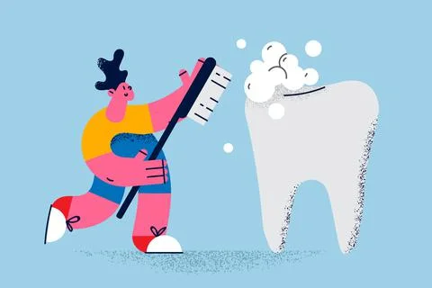Guy brush teeth with toothbrush for fresh breath Stock Illustration