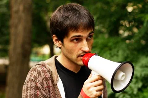 Guy with a bullhorn Stock Photos