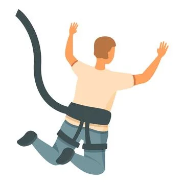 Guy bungee jumping icon cartoon vector. Teen risk free fall Stock Illustration