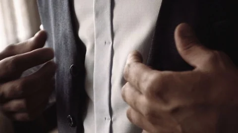 Guy button vest, wedding Stock Footage 96000266