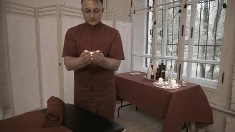 Guy with candle Stock Footage 92127259