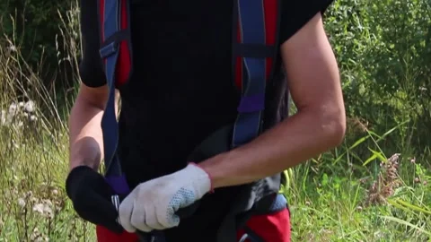 A guy with a cheerful mood is preparing to jump Stock Footage 130741006