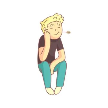 Guy Chewing On A Straw Stock Illustration