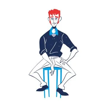 Guy chilling sitting on chair Stock Illustration