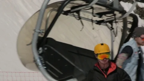 The guy climbed the funicular to the mountains Stock Footage 73353116