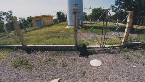 Guy climbs over the fence Stock Footage 80533210