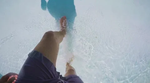 A guy comes out of the pool in slow motion Stock Footage 66516819