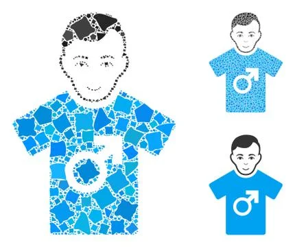 Guy Composition Icon of Bumpy Pieces Stock Illustration